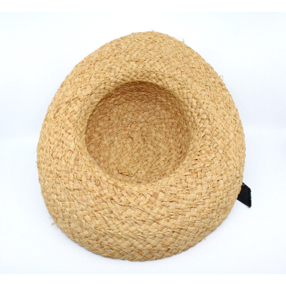 B0 Flawless HELEN KAMINSKI Classic Bretton Straw Natural Hat Summer Bow Flower - Picture 5 of 6